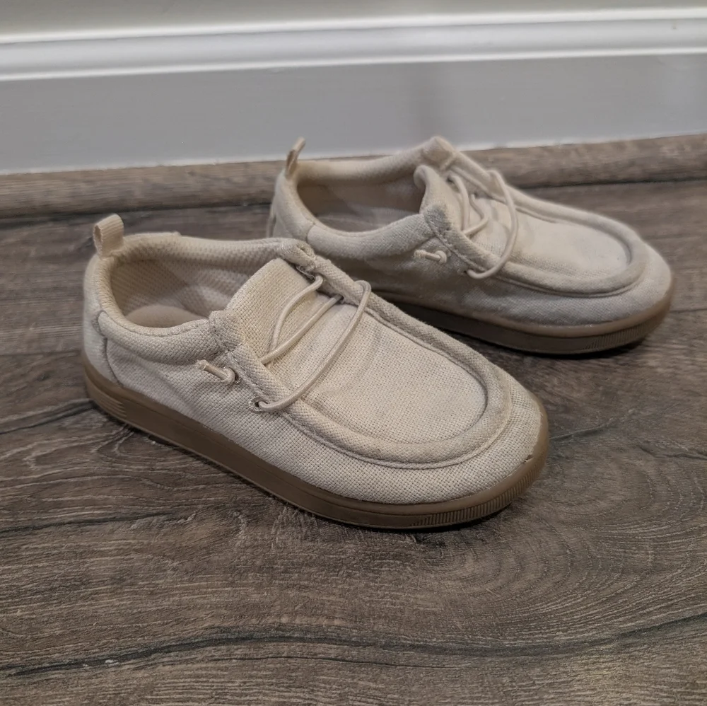 Gap Size 10 Toddler Boy Boat Shoes Slip On Loafers Tan Cream Easter Spring